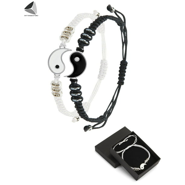 infinity knot heart connector/silver grey   cord adjustable slider bracelet 